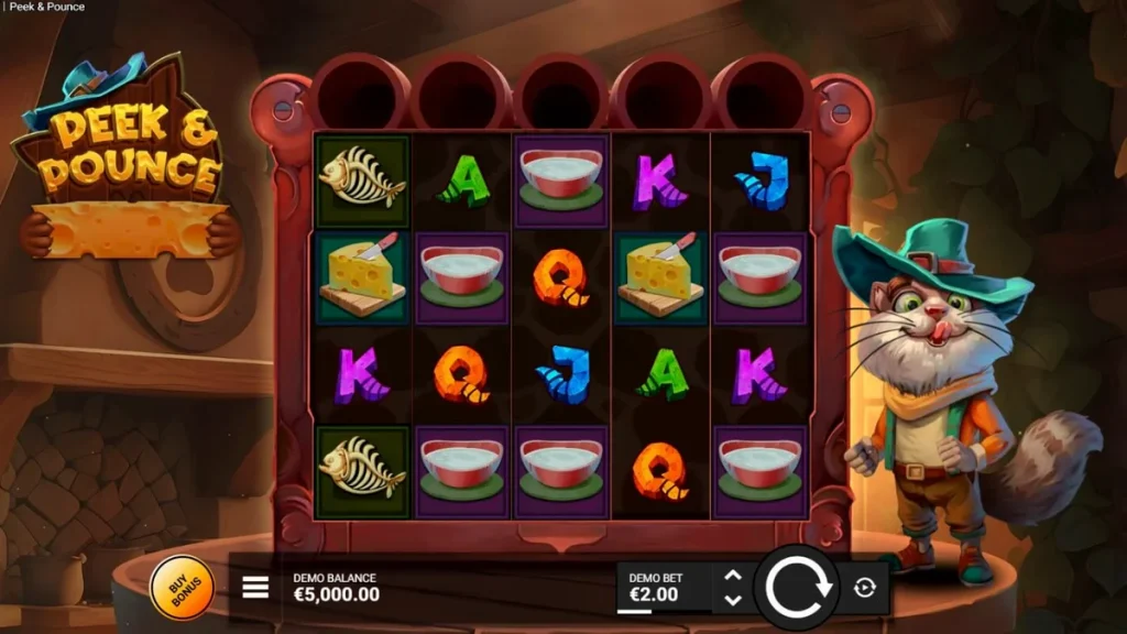 Karakter kucing Señor Pounce dalam slot Peek & Pounce